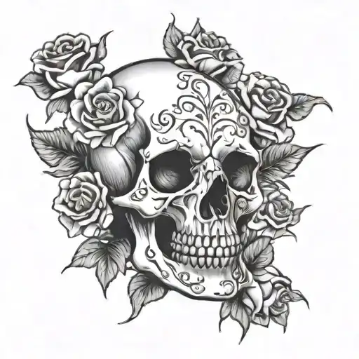 Skull Roses Background Sea Lions Little Lions Never Give Up 0478