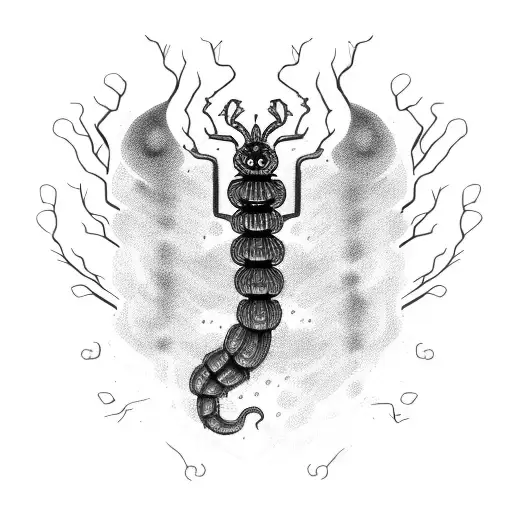 Centipede Whit A Black Liquid Falling