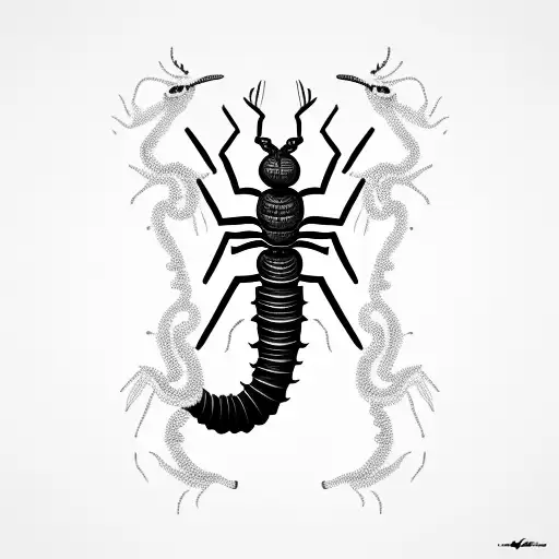 Centipede Whit A Black Liquid Falling
