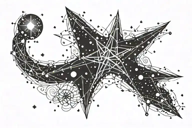 Orion Constellation With Focus On The North Star