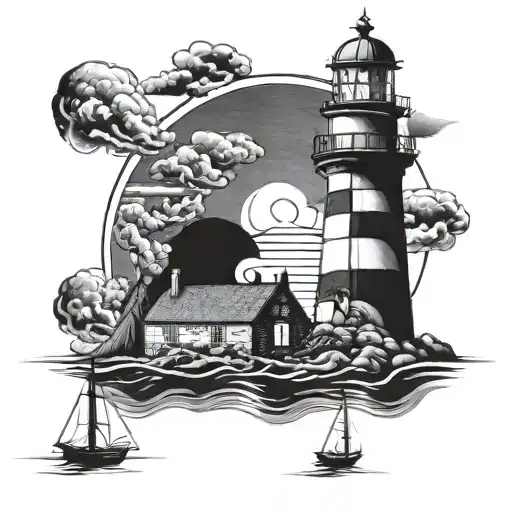 Lighthouse And D-day Tatoo Design