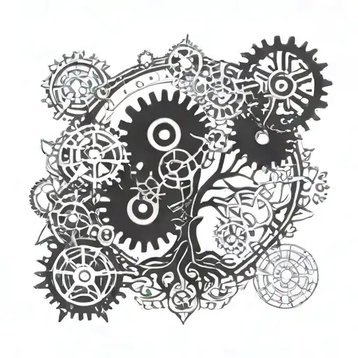A Tree Of Life With Gears Symbolizing Growth And Progress