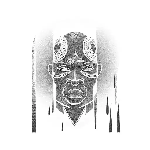 African Tattoo Of A Black Man In The Woods