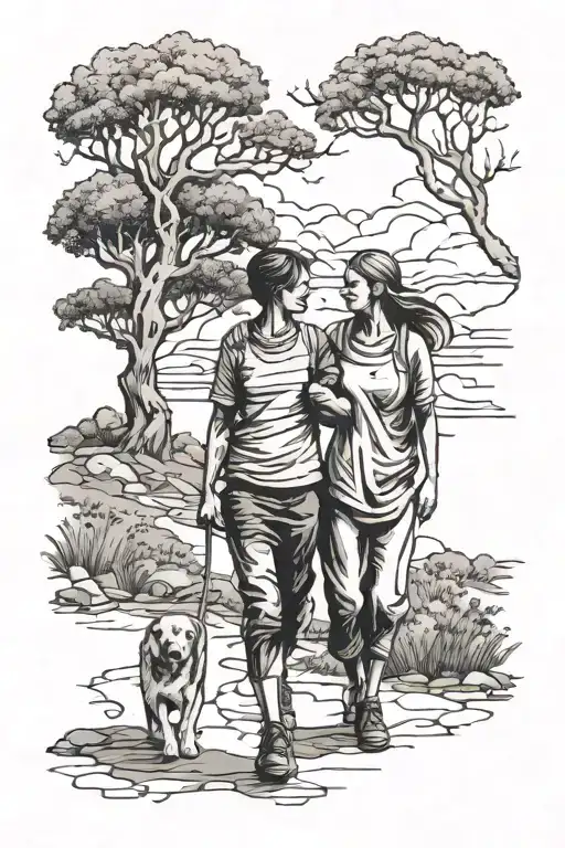 Mother And Son Walking