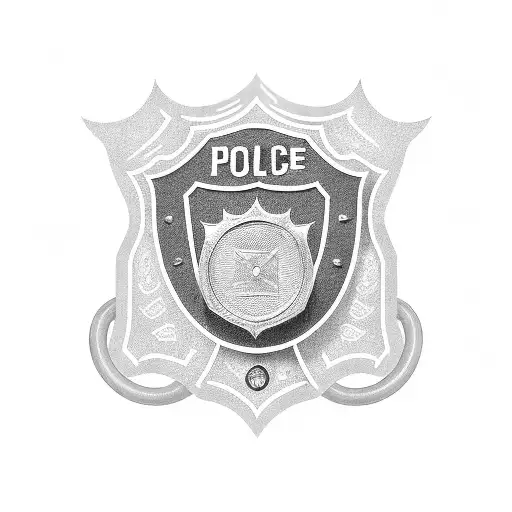 A Police Badge Surrounded By Gym Equipment