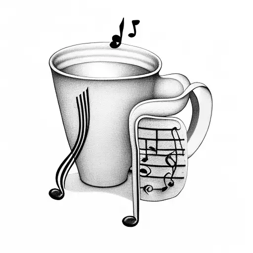 A Coffee Cup With Musical Notes Pouring Out As If It's A Melody