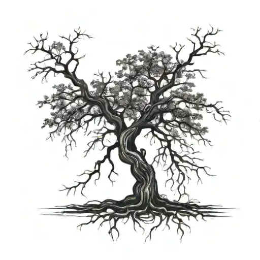 A Dry Tree With A Long Roots