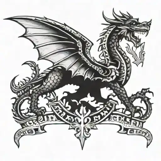 Welsh Dragon Surrounded By Welsh Ambulance Service Crest