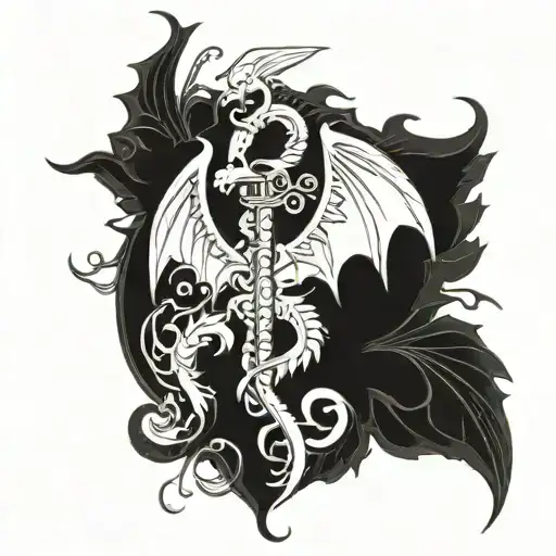 Caduceus Inside Welsh Dragon