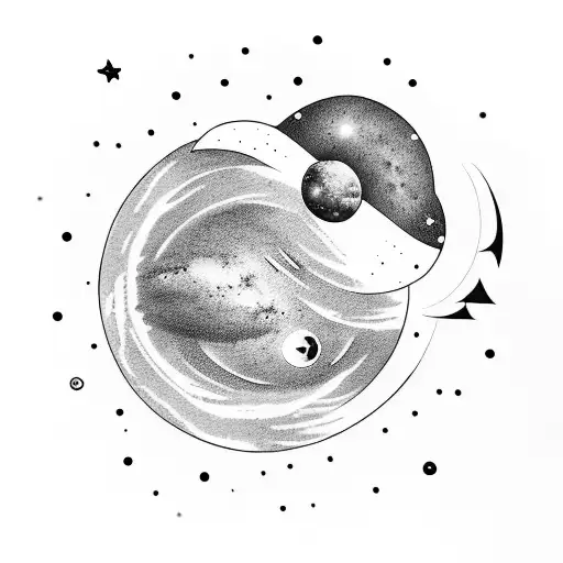 A Minimalist Tattoo Of A Galaxy With Planets And A Book Floating In It