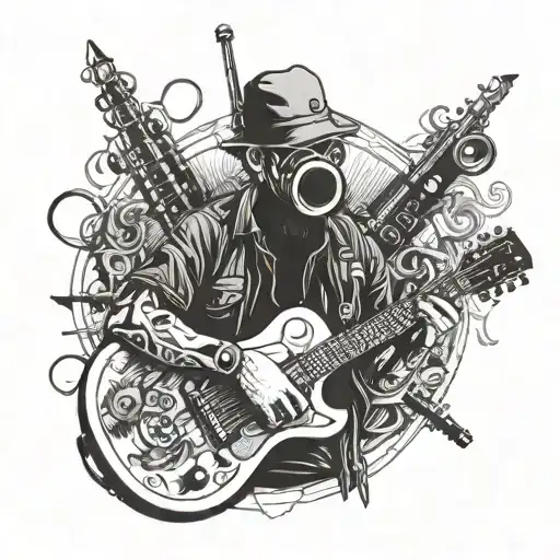 Vitrus Man Holding Guitar And Camera