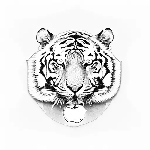 Cute Tiger With Apple