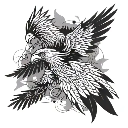 A Sketch Style Tattoo The Albanian Eagle With A Contrast Of Nature And Chaos