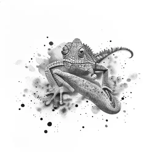 An Abstract Watercolor Painting Of A Chameleon Blending Into Vibrant Surroundings