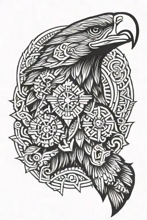 Eagle Totem Inca Style Tattoo Design