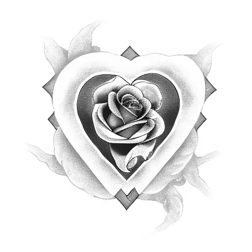 Heart With Rose And Dragon