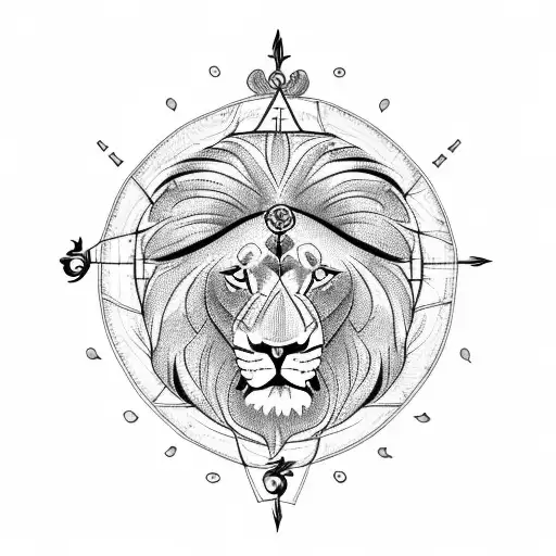 Lion With Rose And Compass