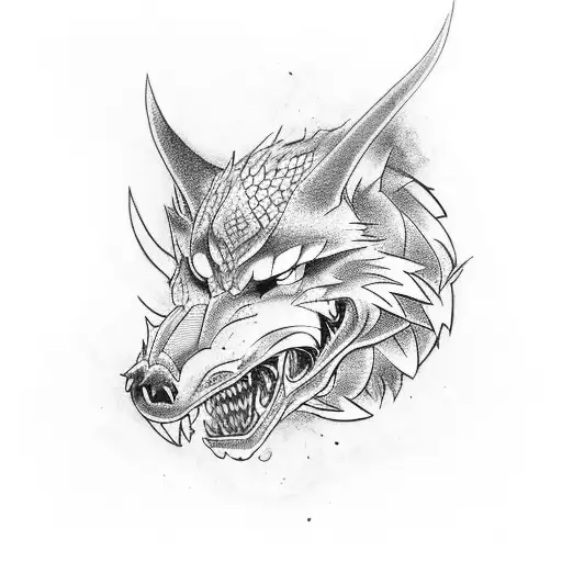 Drache Wolf Schwert