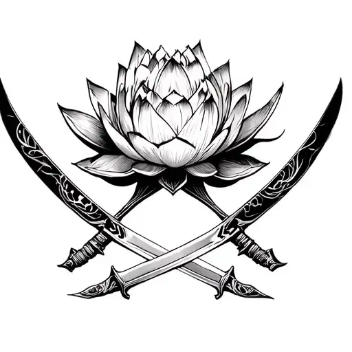 Lotus And Assassin Swords Crossed