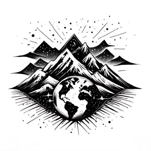 Montain And Line And Earth And Stars