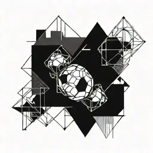 An Abstract Geometric Design Inspired By Architectural Blueprints Incorporating Elements Of Football