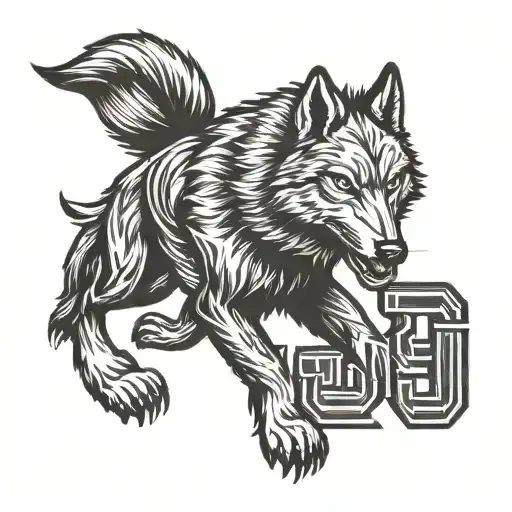 Sports And The Initial J With A Wolf