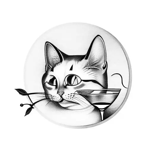 An Old School Cat With A Mischievous Grin Holding A Martini Glass