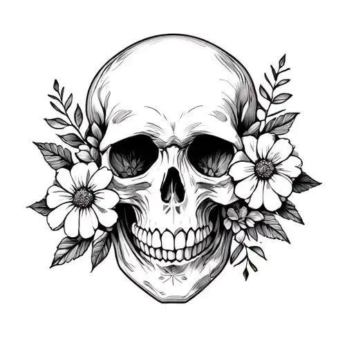 Skull With Flowers