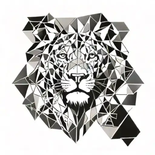 A Geometric Lion Design With Intricate Patterns And Shapes