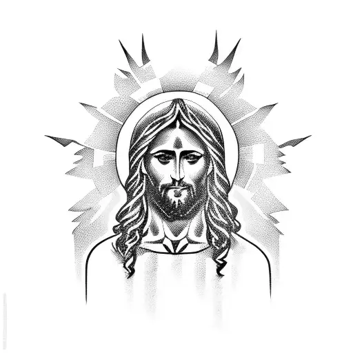 Jesus Tattoo With Tribal Around
