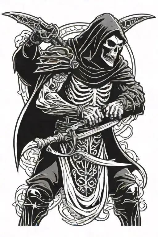 Man Fighting With Grip Reaper Holding A Scythe