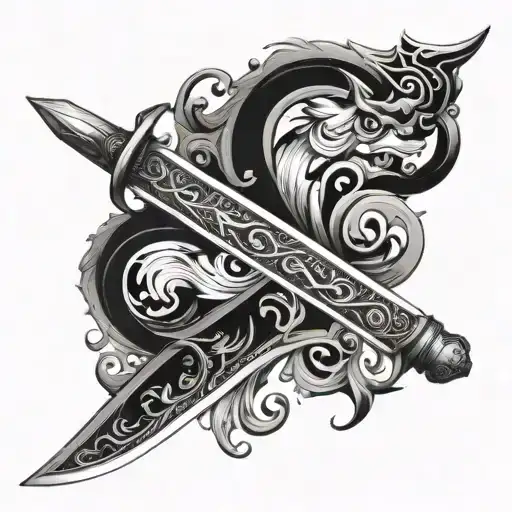 Persian Farvahar Sword Tattoo Design
