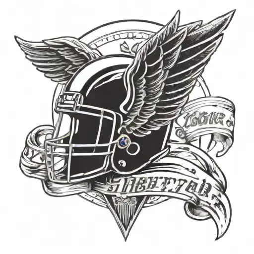 American Football Helmet With Wings And A Banner That Says 'Libertad'