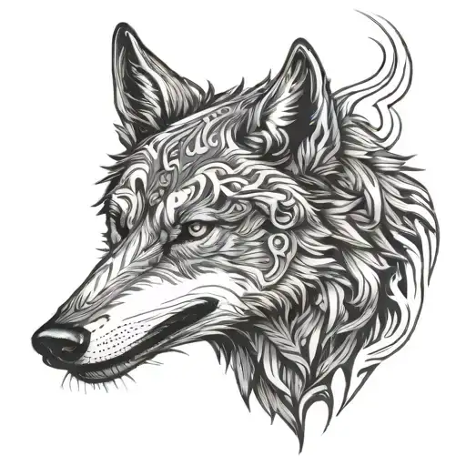 Wolf Smiling With An Evil Face