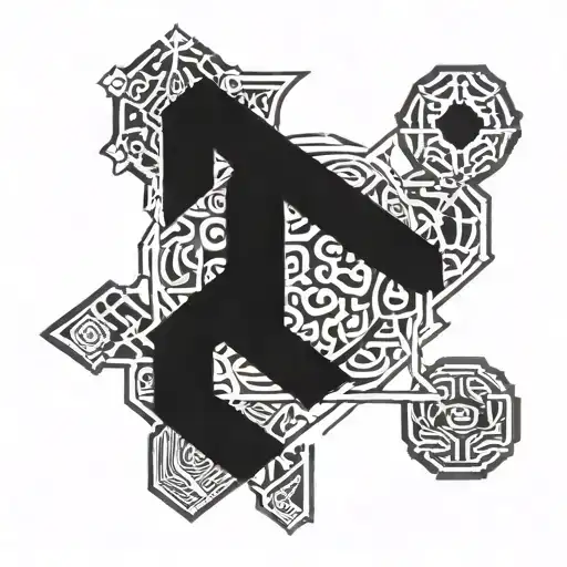 Combine Rezar Symbols With A Brazalete Motif In A Blackwork Style
