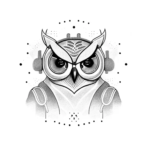 An Owl Wearing Headphones While Playing A Video Game