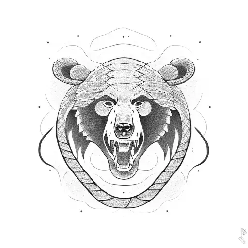 Strong Bear With Snake Wrapped Around
