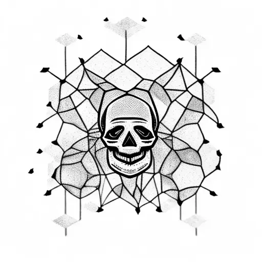 A Geometric Skull Surrounded By A Swarm Of Bees