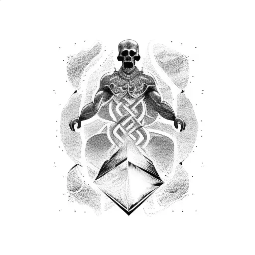 Full Back Tattoo With An Island And A Themes Of Stoicism And Change