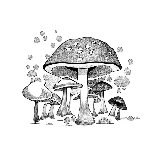A Whimsical Mushroom Forest With Hidden Creatures