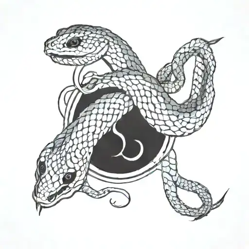 2 Snakes Are Wrapped In A Circle