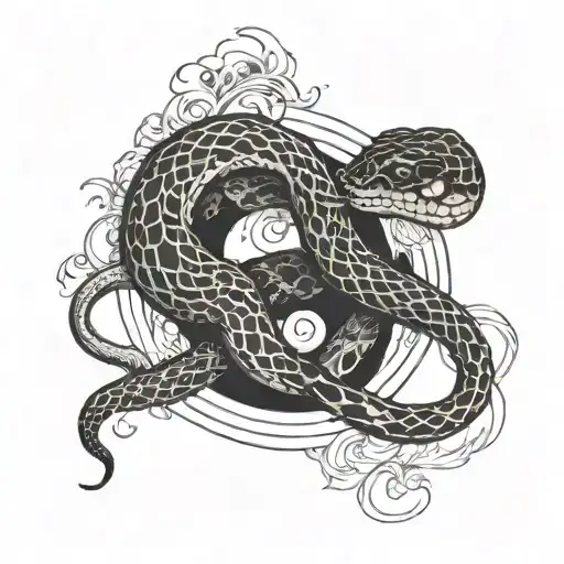 2 Snakes Are Rolled Into An Empty Circle Inside