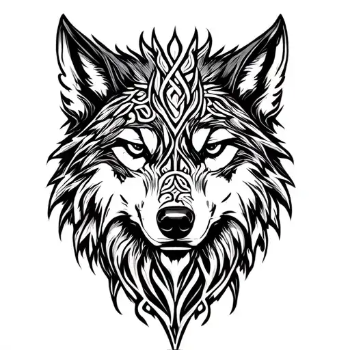 Celtic Wolf Head