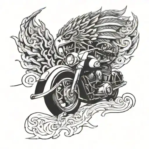 Indian Chieftain Motorcycle Merging Into A Dragon
