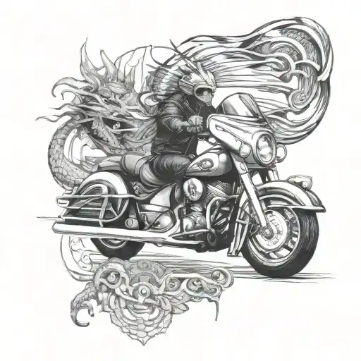 Indian Chieftain Motorcycle Merging Into A Dragon