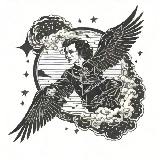 Night Sky Surrounding Brandon Lee In The Crow Laughing