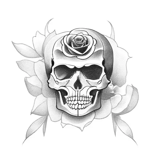 Crow Surrounded By Roses And Skulls