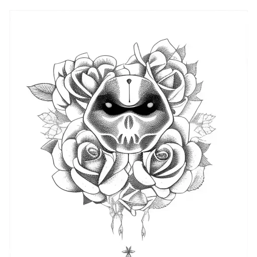 A Big Crow Surrounded By Small Roses