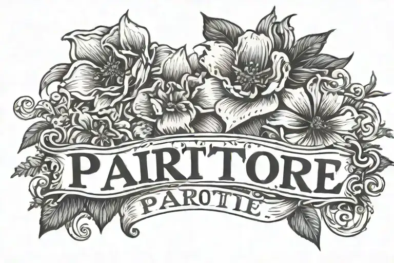 Tramp Stamp With Flowers And The Word 'Partoe'