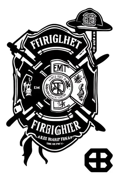 Firefighter Emt Logo Combined
